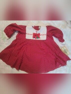 NWT Girls Red Polka Dot Vintage Christmas Dress Sz 2t